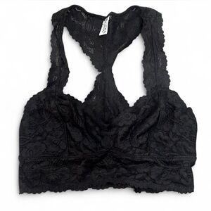 Free People Intimately Lace Racerback Bralette Black XS
